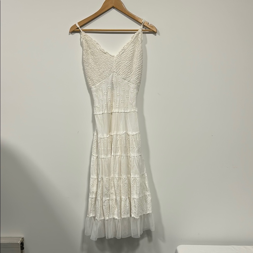 Connected Apparel White Sleeveless Midi Sundress